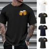 Men's T Shirts Tall Neck Shirt Short Sleeve Round Breathable Top BEER Funny Prints Tunic For Men Pack