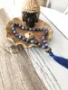 Strand 8MM Brazil Blue Stripe Bracelet Hand Knotted Mala Mini Rosaries Bracelets Healing Beads Energy Prayer Yoga