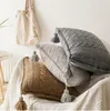 Travesseiro Bohemian Grey tecido de linho de linho de algodão Tampa da sala de estar