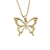 Colliers Pendentifs Bijoux Femme Collier Papillon Acier Inoxydable Plaqué Or 18K