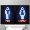 Man kvinna neon wc skylt canvas målning roliga toalett affischer och tryck väggkonst nordiska väggbilder för badrum tvättrum hem dekor ingen ram wo6
