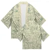 Mäns avslappnade skjortor japanska kimono traditionella svamptryck hjärtan asiatiska kläder harajuku samurai yukata mäns hip hop streetwear