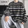 Męskie bluzy bluzy wiosenne jesień w paski swobodne hip -hop duży bluza bluza harajuku streetwear koreańskie topy moda pullover ropa de hombre 230818