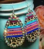 Dangle Earrings ZWPON Fashion Leopard Teardrop Pave Faceted Crystal Margin Sunflower PU Leather Drop For Woman