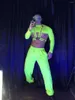 Stage Draag fluorescerend groen/rode paal danskostuum mannen sexy nachtclub kleding feestshow lange mouw gogo jazz dancewear