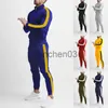 Męskie dresy wiosenne mężczyzn TarckSkuts Patchwork Color Sportswear Suits Męska kurtka kołnierzyka + spodnie 2 -częściowy zestaw modny zestaw bluzy J230821