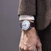 Altri dispositivi indossabili vincitori del calendario classico retrò cinghia marrone blu mani azzurri da uomo orologi meccanici automatici relogios lussuoso marchio x0821