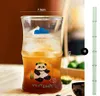 The latest 13.5oz Bamboo Panda glass straw coffee mug Cup, many style choices, support customization of any logo