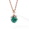 Emerald Green Gold Pendant 14k Rose Rose Gold مع سلسلة حبل متقاطعة للنساء مجوهرات القلادة