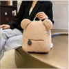 Skolväskor Plush Bear ryggsäck Portable Children's Travel Shopping Rucks Socks Women's Small Cute Mönster axel