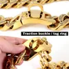 Dog Collars 32MM Large Choke Chain Collar Heavy Duty Crystal Cuban Link Thick Stainless Steel Harness Pet Accessories