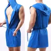 Men's Vests Home Men Charm Leisure Collarbone Coat Summer Solid Color Sleeveless Hooded Loose Lace-Up Vest