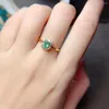 Cluster Rings Bague Émeraude Naturelle Argent 925 Certifié 3x4mm Pierre Précieuse Verte Beau Cadeau Pour Les Filles