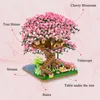 Blokken 2138 % Pink Cherry Blossom Model Bouwsteen Miniature Cherry Tree House Assemblage BRICK KUNSTEN Kerstcadeau Girl Toy R230817