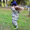 Abrigo de plumón grueso para niños, mono para niños pequeños, niñas, invierno, impermeable, traje de nieve, chaqueta, prendas de vestir, abrigo de piel auténtica, cálido