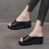 Sandalen vrouwen zachte lederen wiggen schoenen vrouw zomer strand slippers platform sandalias mujer wedge hakken