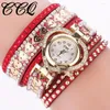 Wristwatches Heart Dial Bracelet Watch Rhinestone Wrap Quartz Wrist Watches For Women Gift Montre Zegarek Damski