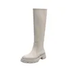 Bottes Cassé Taille Liquidation Chaussures 2023 Femmes Crème Blanc Concise Allmatch Plat Hiver Genouillère Modèles 230818