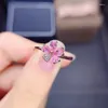 Ringos de cluster jóias finas 925 prata esterlina inserida com gemas gem feminina moda de luxo flor rosa safira