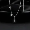 Chains S925 Sterling Silver Beauty Tear Drop Necklace For Female Minors High Grade Sense Ins Tassel Collar Chain