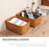 Dinnerware Sets Makeup Organizer Portable Storage Case Decorative Bin Basket Woven Baskets For Toy Seaweed