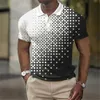 Herrpolos polo skjorta golf skjortor pläd Turndown 3d tryck tees streetwear short hylsa buttondown modekläder avslappnad blus topp 230821