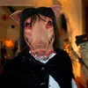 Party Masks Halloween Pig Head Masque Cosplay Scary Horrible Animal Face Cover Horror Adult Costume Fancy Festival Party Mask Accessories 230820