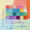 Akrylplast lucite brinnande sand 24Colors charm pärlor glasfrö pärla lådan set runda pärlor för diy armband halsband smycken tillverkning tillbehör 230820