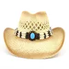 Nuovo cappello da cowboy occidentale con cappello di paglia intrecciato a mano uomini e donne al mare all'aperto Cappello da sole a prova di sole Sombrero Vaquero Hombre