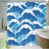 Duschgardiner marmor randig dusch gardin blå svart enkel design våg badrum tillbehör dekorativ vattentät skärm med krok R230821