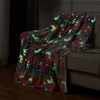 Koce 1PC Glow in the Dark Bocet Unicorn Flannel Rzuć koc miękki ciepły kanapa koce lekkie koc dla dzieci 230818