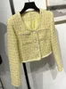 Kvinnors jackor 2023 vår franska design mode söt tweed jacka kvinnor lyxiga ull korta rockar outwear casacos chaqueta mujer 230821