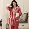 Dames slaapkleding Winter dik Warm Flanel Pyjama Set Coral Cashmere Lange mouw Casual Soft M-3XL Vrouwelijk huiskleding