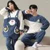 Dames slaapkleding 2023 Autumn Winterparen Pyjama Set Vrouwen mannen Coral Plush Dikke Home Dessen Cartoon Bear Ber FLANCEL PAJAMA WPS118