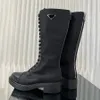 Boots Top quality Women Black Platform Shoes Over the Knee Leather Shoe Combat White Cowboy Chelsea boot ada Women Knee high-end