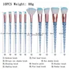 Makeup Brushes 10Pcs Blue Unicorn Makeup Brushes Set Powder Eyeshadow Foundation Lip Brush Crystal Diamond Make up brush Kits maquiagem HKD230821