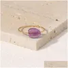 Solitaire Ring Natural Stone Irregar Crystal Female Simple Generous Girlfriends Accompanying Gemstone Drop Delivery Jewelry Dhoul