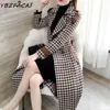 Femmes Laine Mélanges Manteau De Laine Pied De Poule Femmes Midi Automne Et Hiver Coréen Mince Noir Blanc Plaid Style Britannique De Luxe Tweed Veste 230818