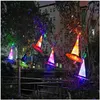 Other Festive Party Supplies Halloween Led Glowing Witch Hats Hanging Decoration Button Battery Operated Decor For Outdoor Yard Tree Dhgc5