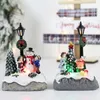 Dekorative Objekte Figuren glühend Weihnachtsdorfharz Ornament Tree House Gebäude Jahr Figur Dekoration für Kinder Geschenk 230818