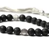 Strand Men tasbih Preghiera perle di lava di lava 33 tallone nera vulcanica musulmana Ramadan eid regalo 8mm 10mm rosario islamico misbaha