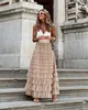 2023 صيف أزياء الشبكة كعكة النساء A-line Gauze Long Skirt Dress