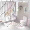 Rideaux de douche Simple marbre rideau de douche ensemble imperméable bain tapis couverture toilette couvercle siège couverture bain antidérapant tapis tapis salle de bain décot couverture R230821