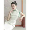 Etniska kläder 2023 Kinesisk stil Kvinnlig ärmhet cheongsam klänning vintage vit casual daglig hanfu lady oriental elegant parti