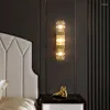 Wandlampe Golden Luxus Crystal Wohnzimmer Moderner amerikanischer Streifen Hintergrund TV El Schlafzimmer Korridor