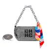 Duffel Bags Luxury Design Fashion High End Shoulder Bag Women's Aluminum Chain Inlaid Rhinestone Shiny Portable Underarm