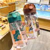 Butelki z wodą Kids Sippy Cup na szkołę na świeżym powietrzu Śliczna butelka dla dzieci z kreskówek z paskiem na ramię chłopię