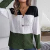 Damen -Strick -T -Shirts Ficusrong 2023 Neue Frauen Herbst Winter Casual Contrast Button gegen Hals Langarm Langarm Single Breaced Sweater Strickjacken HKD230821