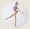 Stage Wear Girls Women Dance Leotards Gauze Turtleneck Ballet Bodysuit Cap Sleeve Open Back Gymnastics Jumpsuit Pink Blue Summer A Set