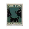 Funny Animal Canvas Painting Cute Black White Cat Poster And Prints Wall Art Retro Toilet Bathroom Home Decor No Frame Wo6